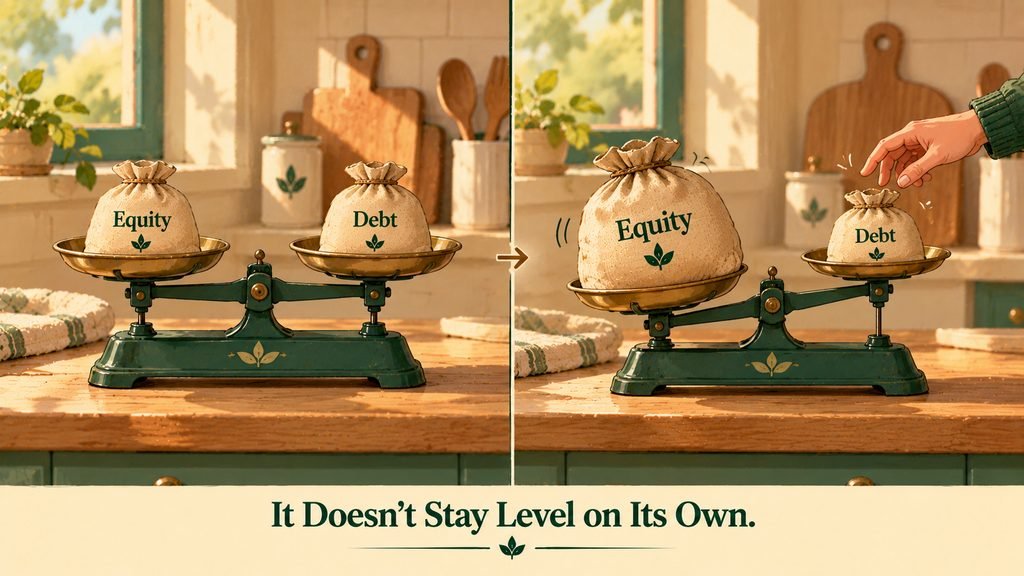 Portfolio rebalancing illustrated as restoring a portfolio's original asset mix