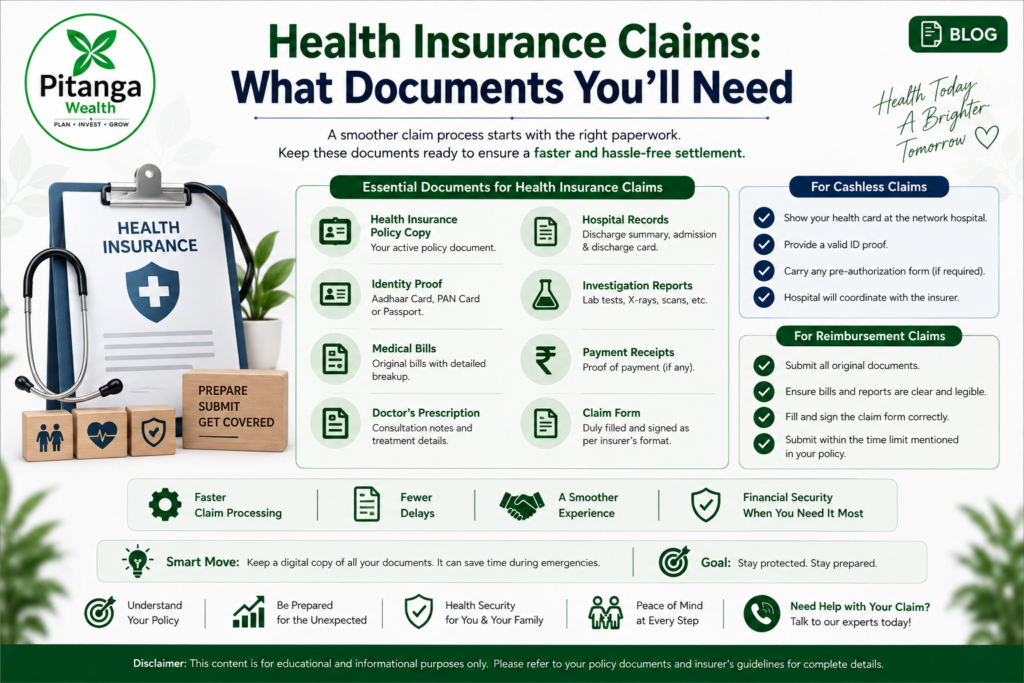 Checklist of health insurance claim documents needed for hospitalization