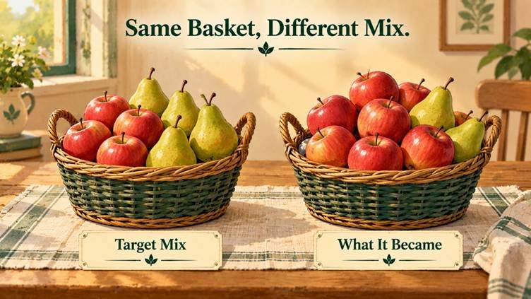 Portfolio rebalancing illustrated as restoring a portfolio's original asset mix.