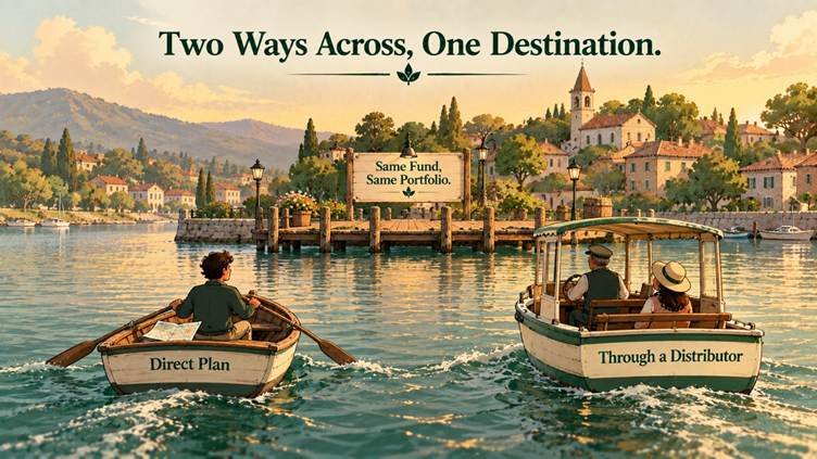 Mutual fund distributor vs direct plan — comparing two ways to invest in the same fund