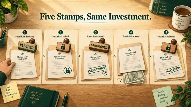 Illustration explaining how a loan against mutual funds works
