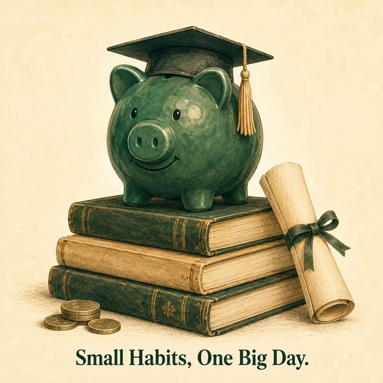 Parents planning goal-based investing for their child's future education.