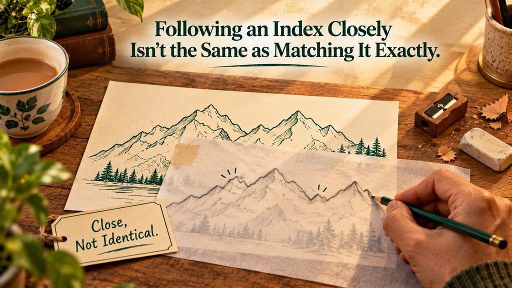 Active vs passive funds compared, a fund manager picking stocks versus an index fund tracking a benchmark.